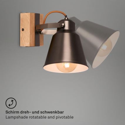 Briloner 2406-014 - Seinäkohdevalo RETRO 1xE27/40W/230V ruskea