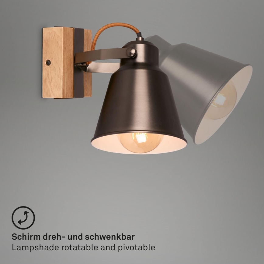 Briloner 2406-014 - Seinäkohdevalo RETRO 1xE27/40W/230V ruskea
