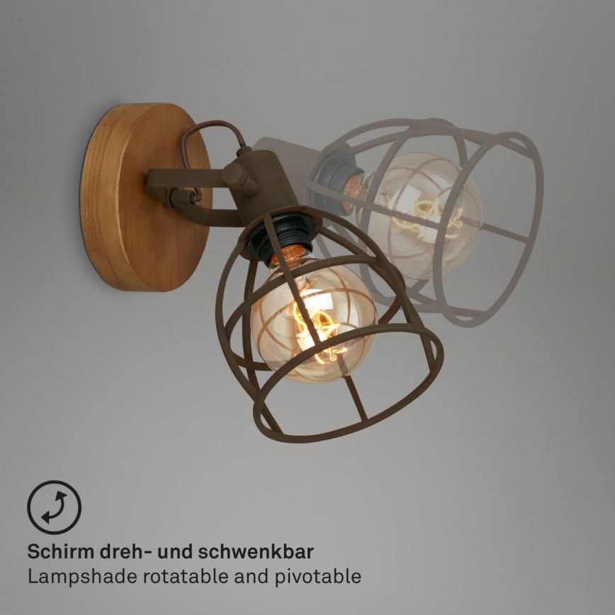 Briloner 2670-014 - Seinäkohdevalo RETRO 1xE27/25W/230V ruskea