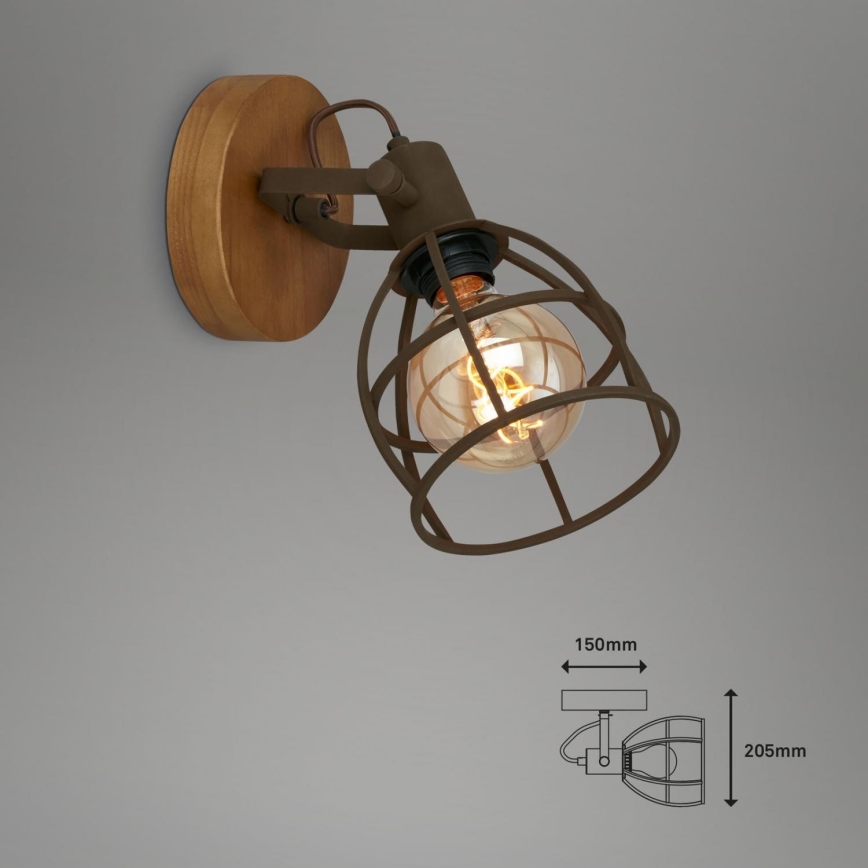 Briloner 2670-014 - Seinäkohdevalo RETRO 1xE27/25W/230V ruskea
