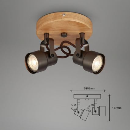 Briloner 2872-025R - LED-kohdevalaisin SPOTLIGHT 2xGU10/5W/230V ruskea