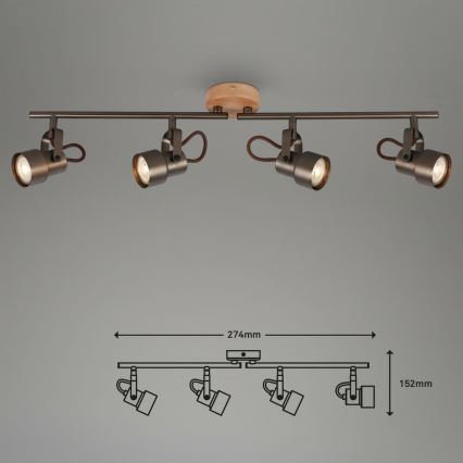 Briloner 2872-045 - LED-kohdevalaisin TAHUN 4xGU10/5W/230V 3000K ruskea