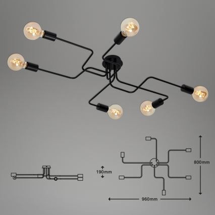 Briloner 2887-065 - Kiinteä kattokruunu FARETTO 6xE27/60W/230V
