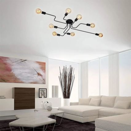 Briloner 2888-085 - Kiinteä kattokruunu FARETTO 8xE27/60W/230V musta
