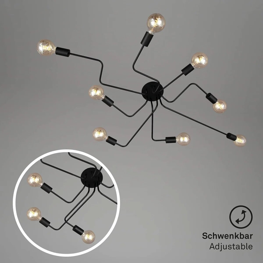 Briloner 2888-085 - Kiinteä kattokruunu FARETTO 8xE27/60W/230V musta