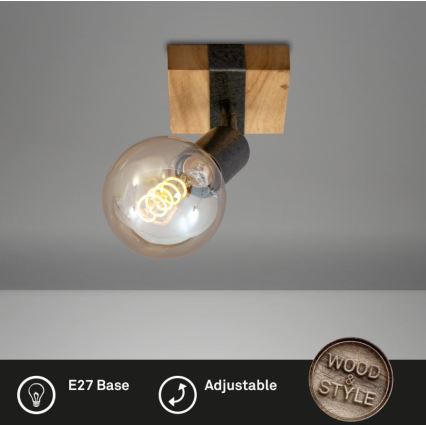 Briloner 2900-011 - Seinäkohdevalo WOOD BASIC 1xE27/25W/230V