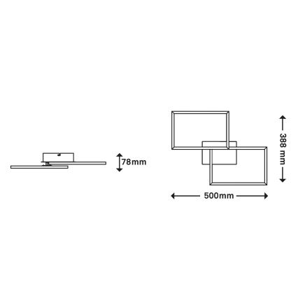 Briloner 3149-018 - LED Himmennettävä pinta-asennettava kattokruunu FRAME 2xLED/15W/230V + kauko-ohjain