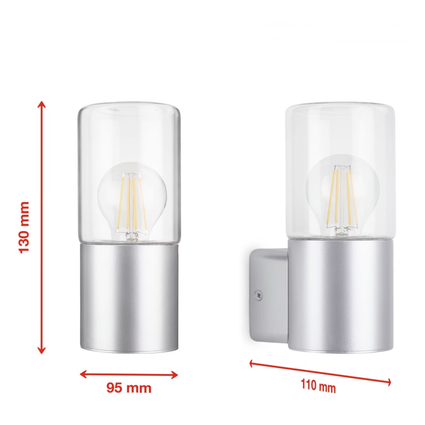 Briloner 320504TF - Ulkoseinävalaisin 1xE27/12W/230V IP44 hopea