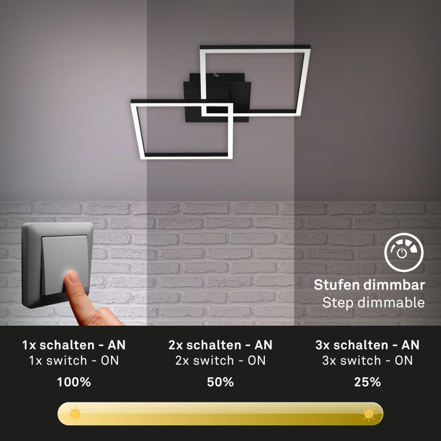 Briloner 3210-015 - Himmennettävä LED-kattovalaisin FRAME 2xLED/11W/230V musta