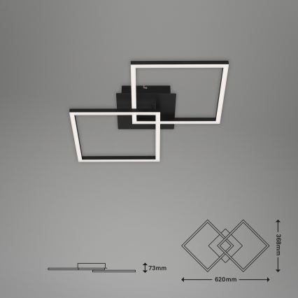 Briloner 3210-015 - Himmennettävä LED-kattovalaisin FRAME 2xLED/11W/230V musta