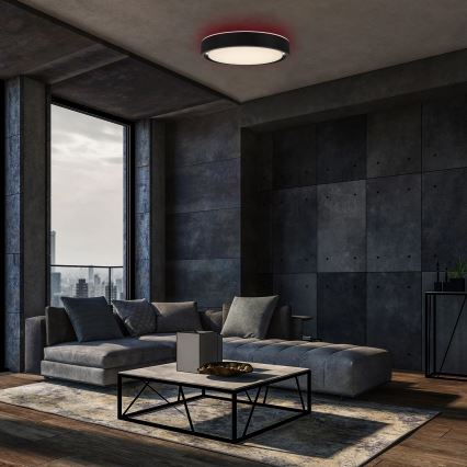 Briloner 3227-015 - Himmennettävä LED-RGB-kattovalaisin anturilla TALENA LED/24W/230V musta + kauko-ohjaus