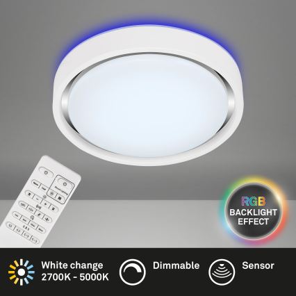 Briloner 3227-016 - LED RGB Himmennysvalo anturilla TALENA LED/24W/230V valkoinen + kauko-ohjaus