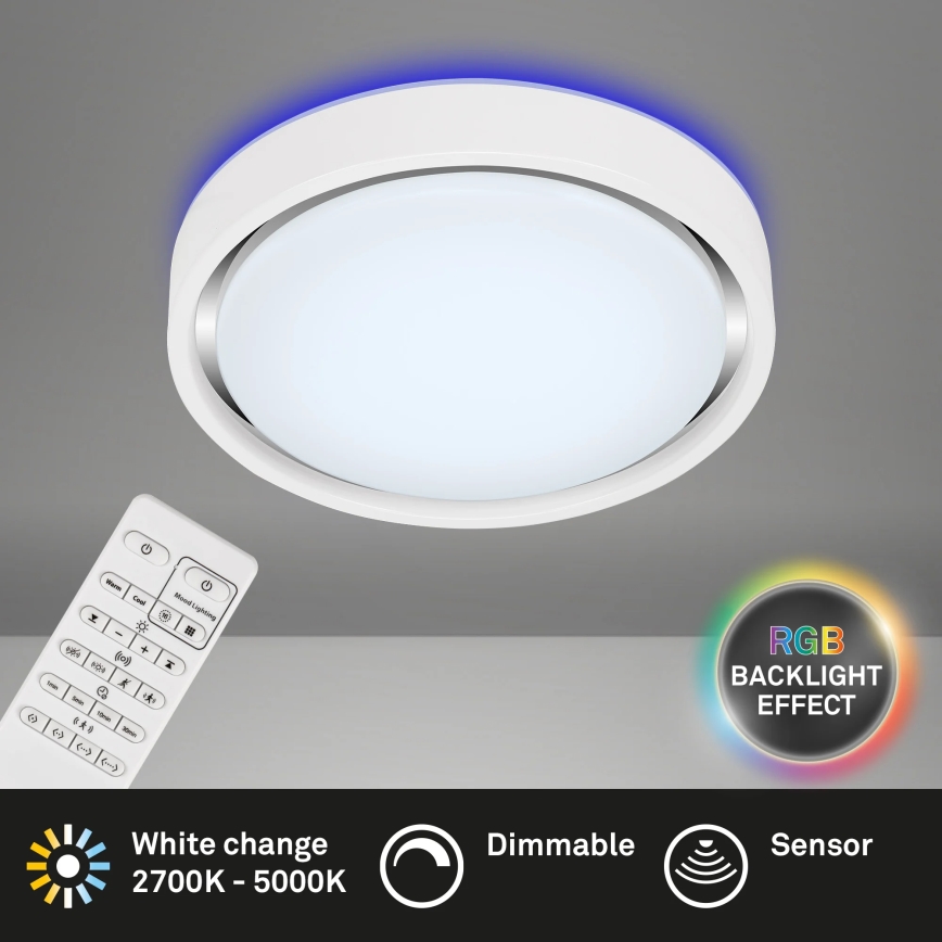 Briloner 3227-016 - LED RGB Himmennysvalo anturilla TALENA LED/24W/230V valkoinen + kauko-ohjaus