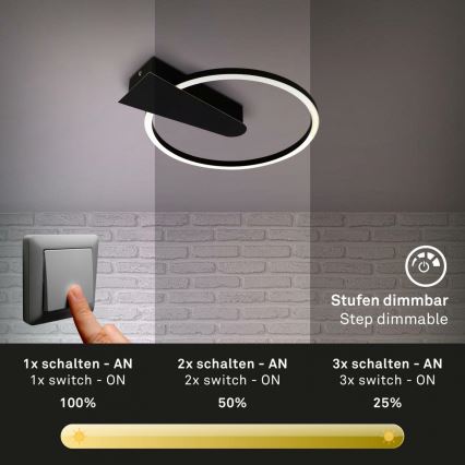 Briloner 3542-015 - Himmennettävä LED-kattovalaisin NICO LED/12W/230V musta