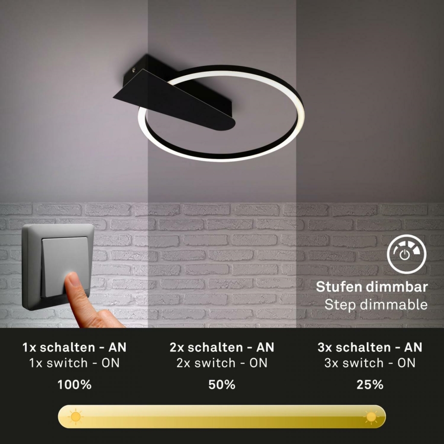 Briloner 3542-015 - Himmennettävä LED-kattovalaisin NICO LED/12W/230V musta