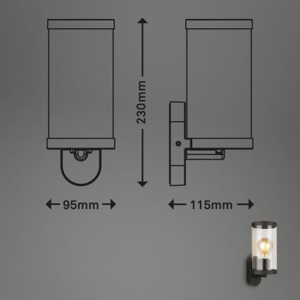 Briloner 3600-015 - Ulkoseinävalaisin KAIRO 1xE27/12W/230V IP44 musta