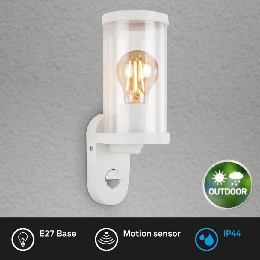Briloner 3628-016 - Ulkovalo anturilla KAIRO 1xE27/12W/230V IP44 valkoinen