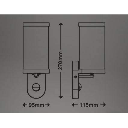 Briloner 3628-016 - Ulkovalo anturilla KAIRO 1xE27/12W/230V IP44 valkoinen