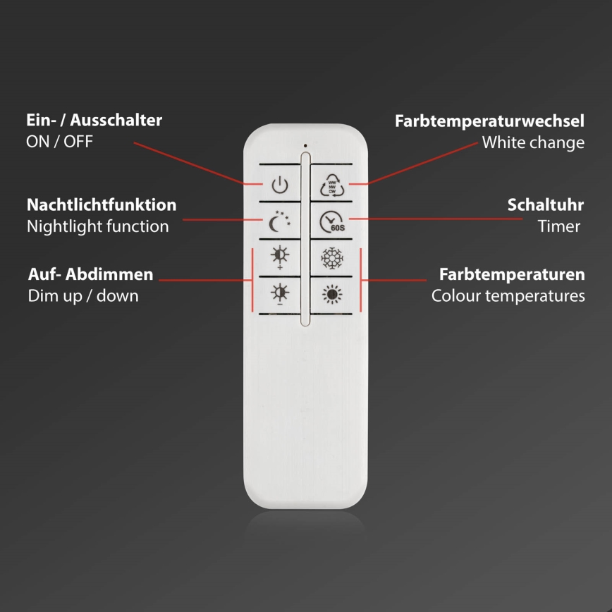 Briloner 3640-012 - Himmennettävä LED-kattovalaisin LED/25W/230V 2700-6500K + kauko-ohjaus