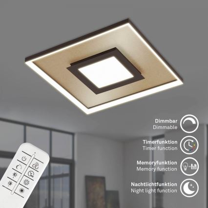 Briloner 3641-017 - Himmennettävä LED-kattovalaisin FRAME LED/30W/230V 2700-6500K kulta + kauko-ohjaus