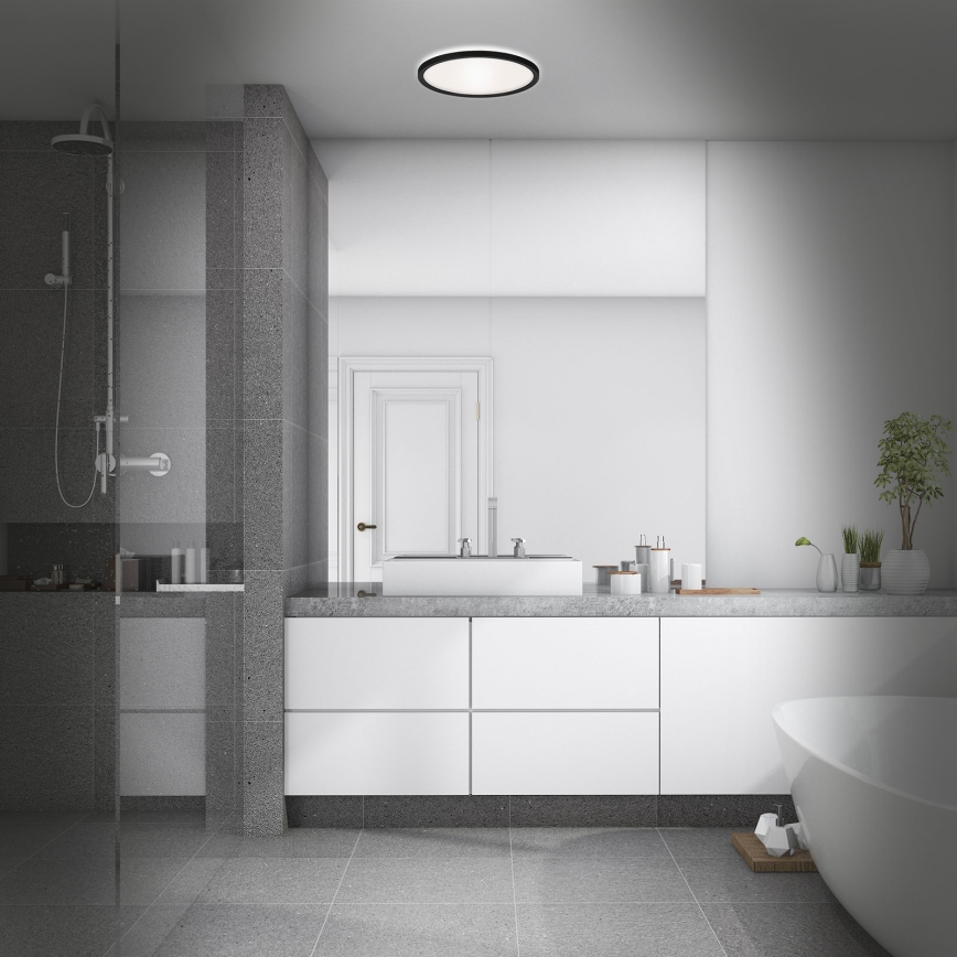Briloner 3642-415 - LED-kattovalaisin kylpyhuoneeseen SLIM LED/19W/230V halkaisija 29 cm IP44 musta