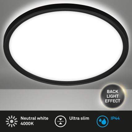 Briloner 3642-415 - LED-kattovalaisin kylpyhuoneeseen SLIM LED/19W/230V halkaisija 29 cm IP44 musta