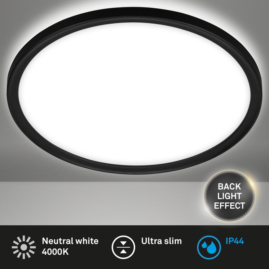 Briloner 3642-415 - LED-kattovalaisin kylpyhuoneeseen SLIM LED/19W/230V halkaisija 29 cm IP44 musta