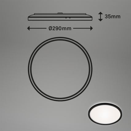 Briloner 3642-415 - LED-kattovalaisin kylpyhuoneeseen SLIM LED/19W/230V halkaisija 29 cm IP44 musta