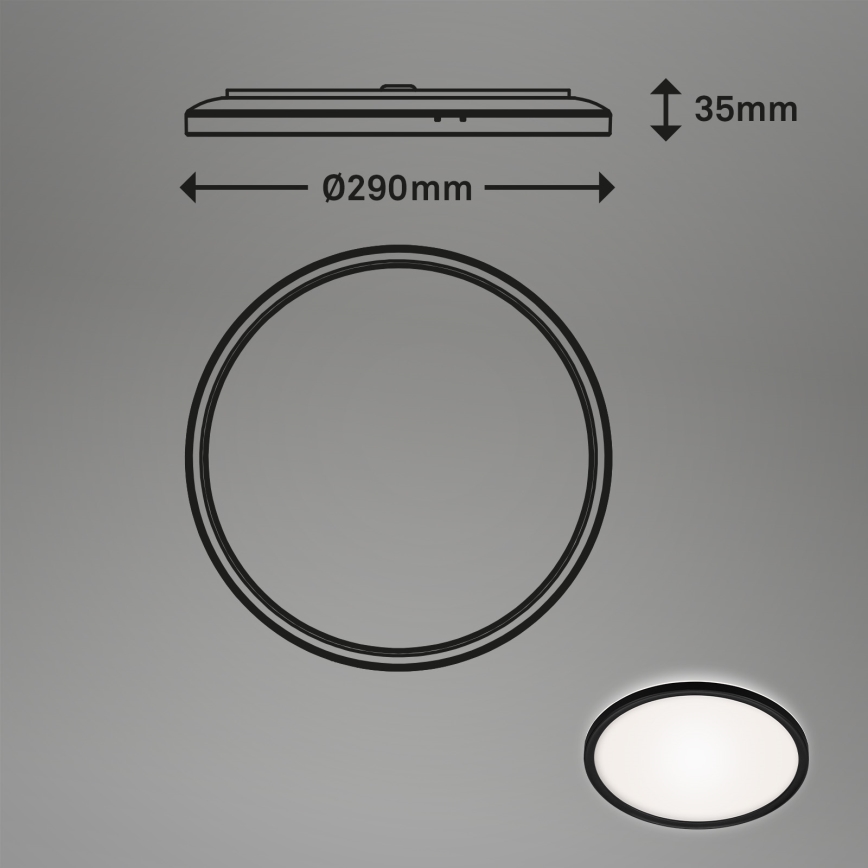 Briloner 3642-415 - LED-kattovalaisin kylpyhuoneeseen SLIM LED/19W/230V halkaisija 29 cm IP44 musta