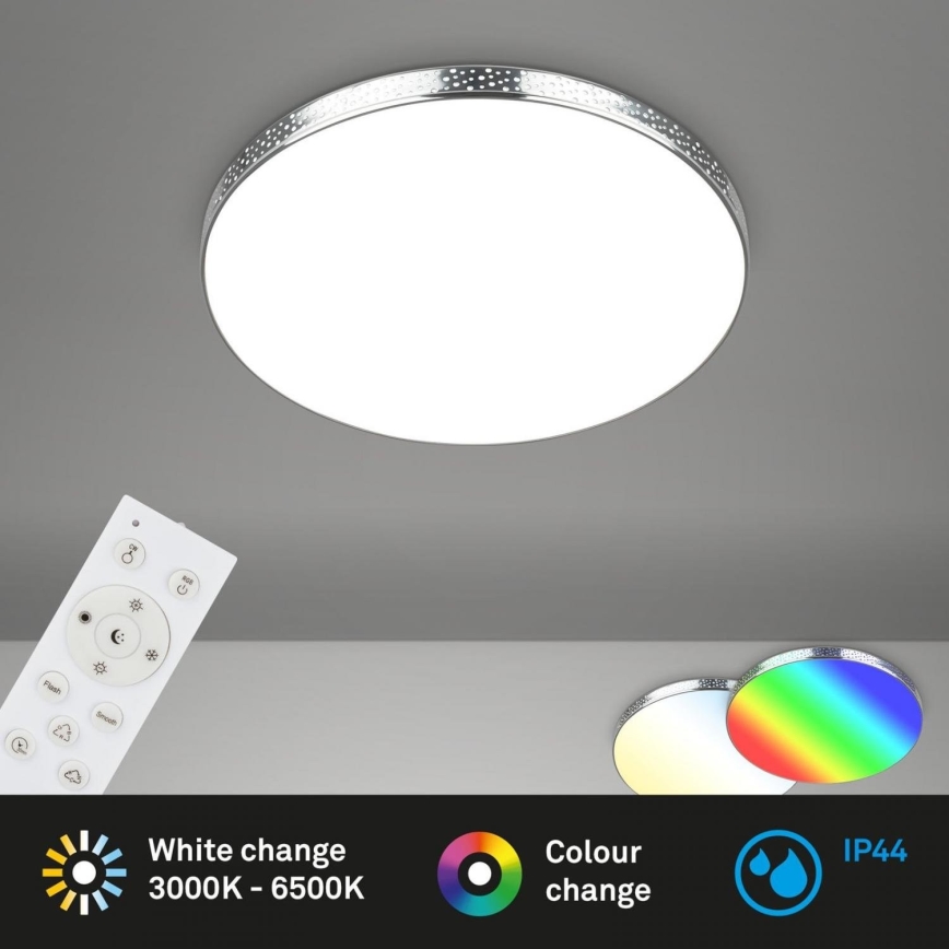 Briloner 3679-018 - LED RGB Himmennettävä kylpyhuoneen kattovalaisin MAGA LED/18,5W/230V 3000-6500K halkaisija 35,5 cm + kauko-ohjaus