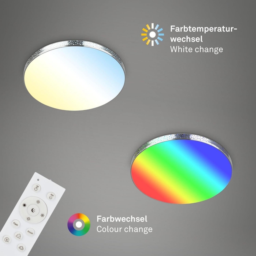 Briloner 3679-018 - LED RGB Himmennettävä kylpyhuoneen kattovalaisin MAGA LED/18,5W/230V 3000-6500K halkaisija 35,5 cm + kauko-ohjaus