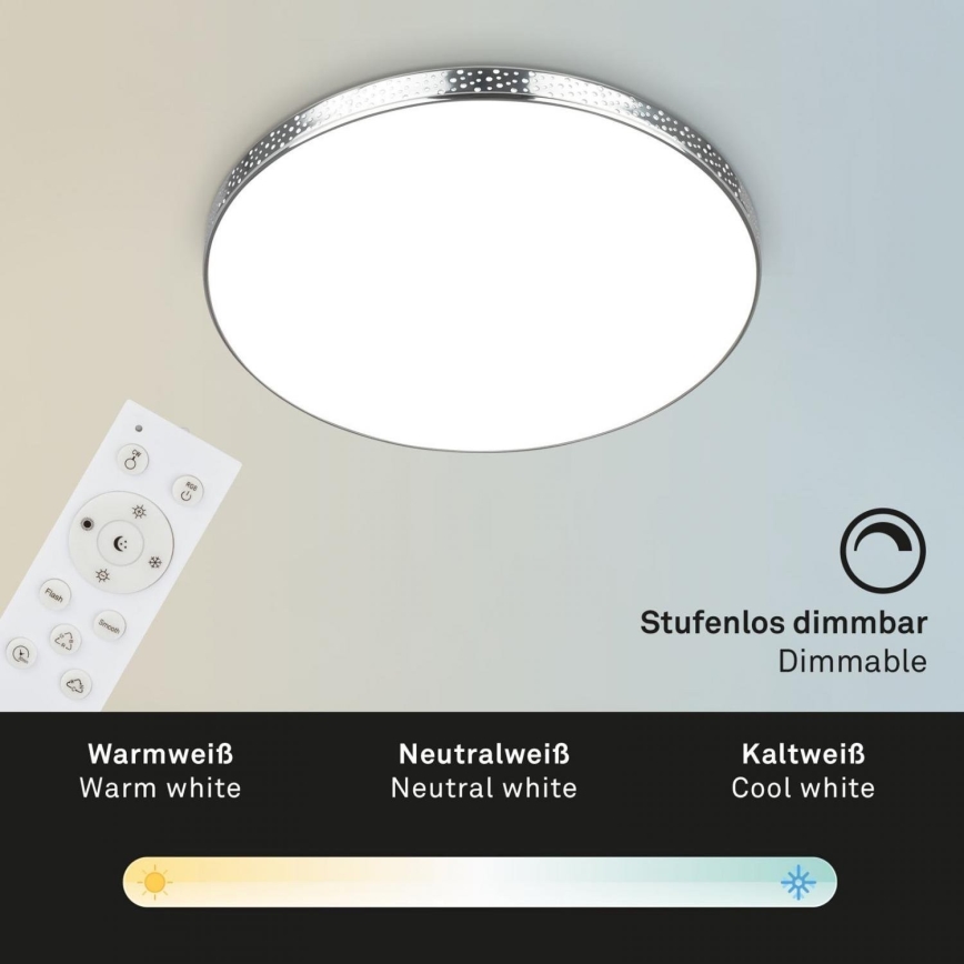 Briloner 3679-018 - LED RGB Himmennettävä kylpyhuoneen kattovalaisin MAGA LED/18,5W/230V 3000-6500K halkaisija 35,5 cm + kauko-ohjaus
