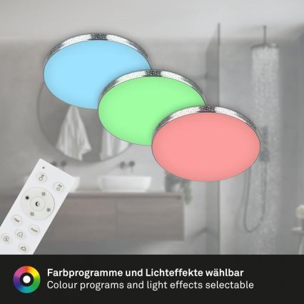 Briloner 3679-018 - LED RGB Himmennettävä kylpyhuoneen kattovalaisin MAGA LED/18,5W/230V 3000-6500K halkaisija 35,5 cm + kauko-ohjaus