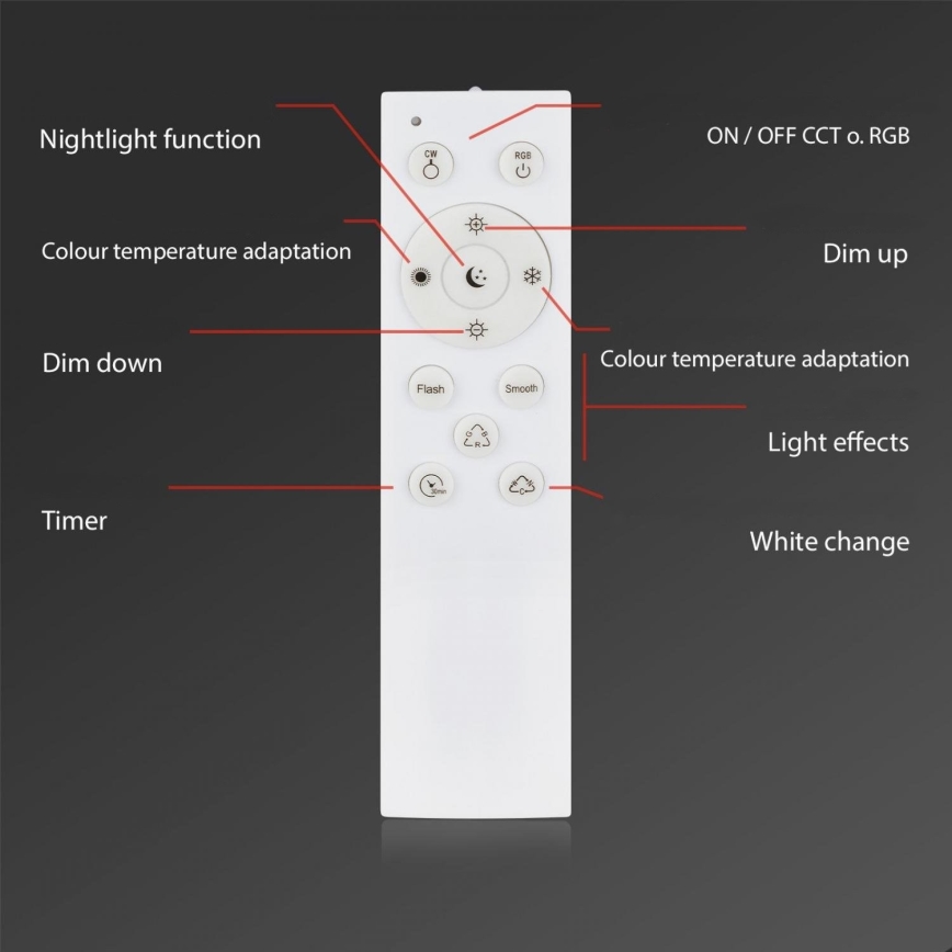 Briloner 3679-018 - LED RGB Himmennettävä kylpyhuoneen kattovalaisin MAGA LED/18,5W/230V 3000-6500K halkaisija 35,5 cm + kauko-ohjaus