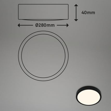 Briloner 3700-015 - LED-kattovalaisin RUNA LED/16W/230V 3000K halkaisija 28 cm musta
