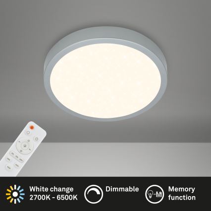 Briloner 3701-014 - Himmennettävä LED-kattovalaisin RUNA LED/18W/230V 2700-6500K hopea + kauko-ohjaus