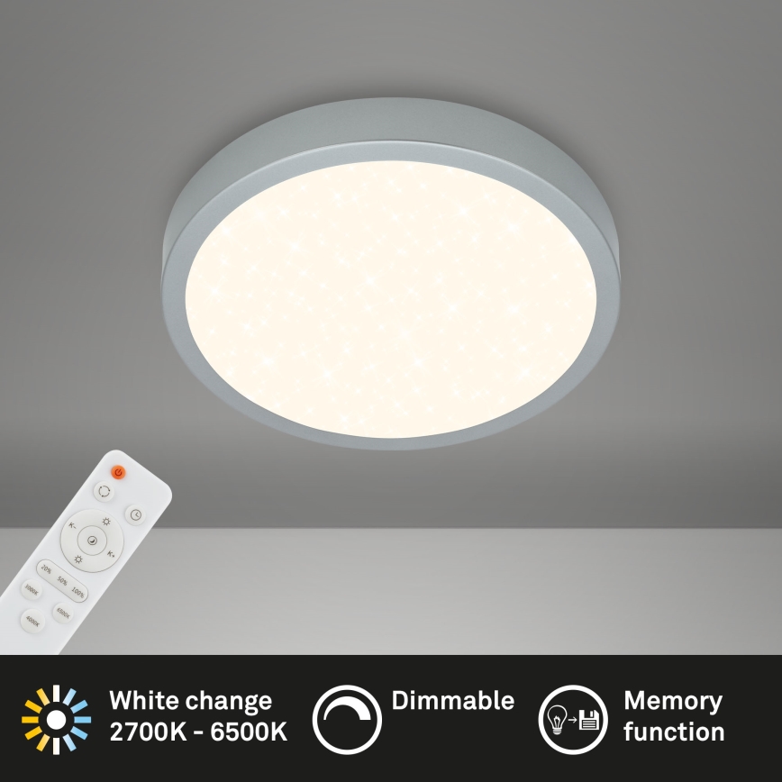 Briloner 3701-014 - Himmennettävä LED-kattovalaisin RUNA LED/18W/230V 2700-6500K hopea + kauko-ohjaus