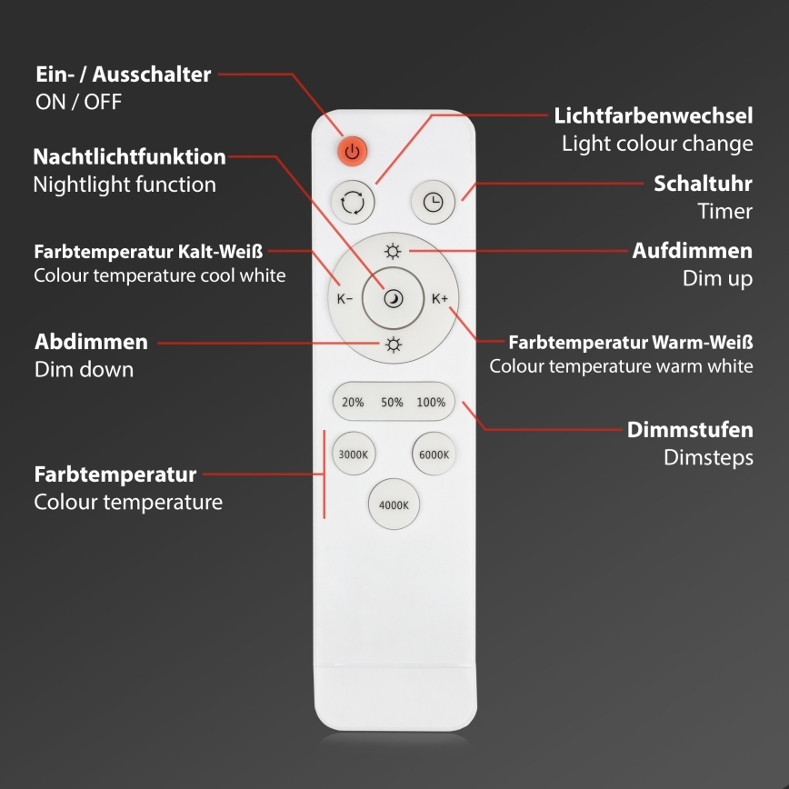 Briloner 3701-014 - Himmennettävä LED-kattovalaisin RUNA LED/18W/230V 2700-6500K hopea + kauko-ohjaus