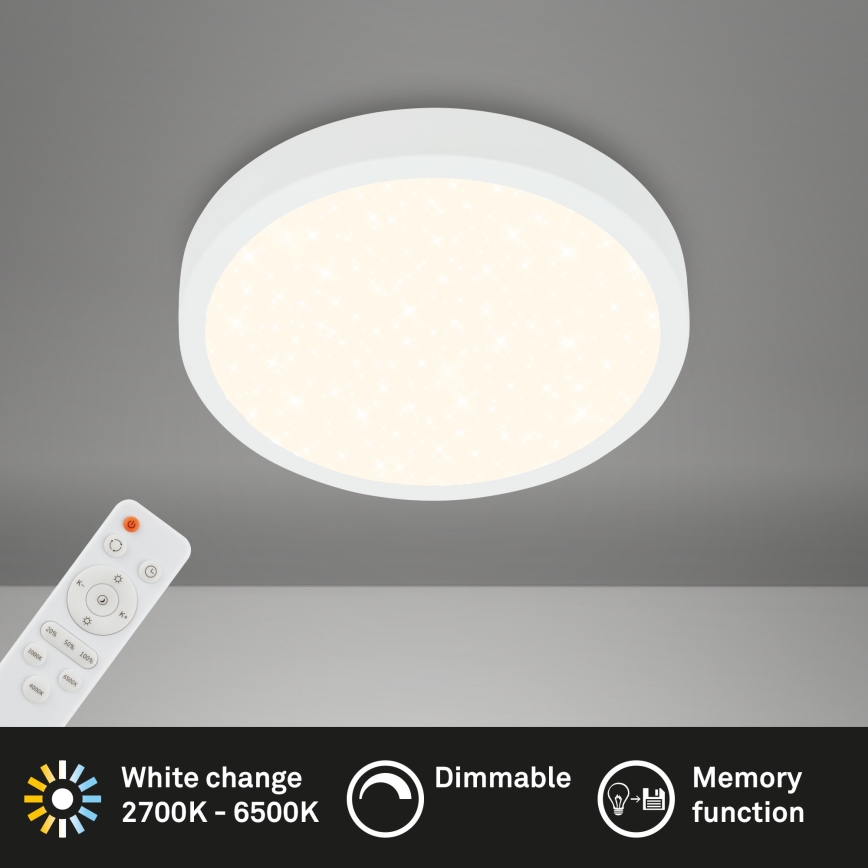 Briloner 3701-016 - Himmennettävä LED-kattovalaisin RUNA LED/18W/230V 2700-6500K valkoinen + kauko-ohjaus