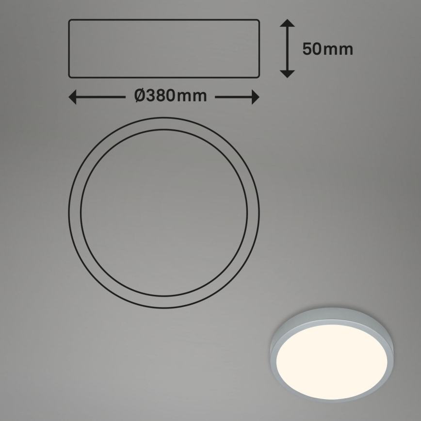 Briloner 3703-014 - LED-kattovalaisin RUNA LED/24W/230V 3000K halkaisija 38 cm hopea
