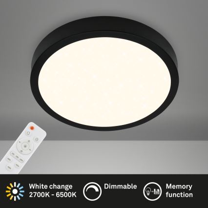 Briloner 3704-015 - Himmennettävä LED-kattovalaisin RUNA LED/22W/230V 2700-6500K musta + kauko-ohjaus