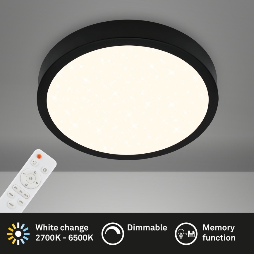 Briloner 3704-015 - Himmennettävä LED-kattovalaisin RUNA LED/22W/230V 2700-6500K musta + kauko-ohjaus