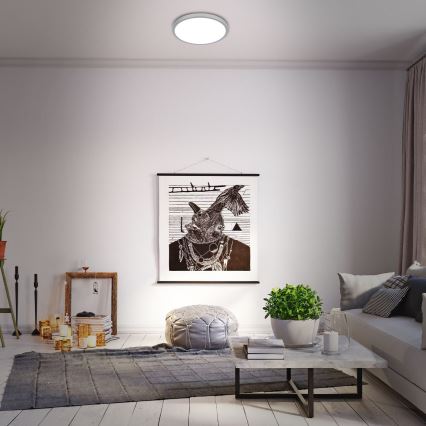 Briloner 3709-014 - LED RGBW Himmennettävä kattovalo LED/22W/230V 4000K halkaisija 38 cm hopea + kauko-ohjaus