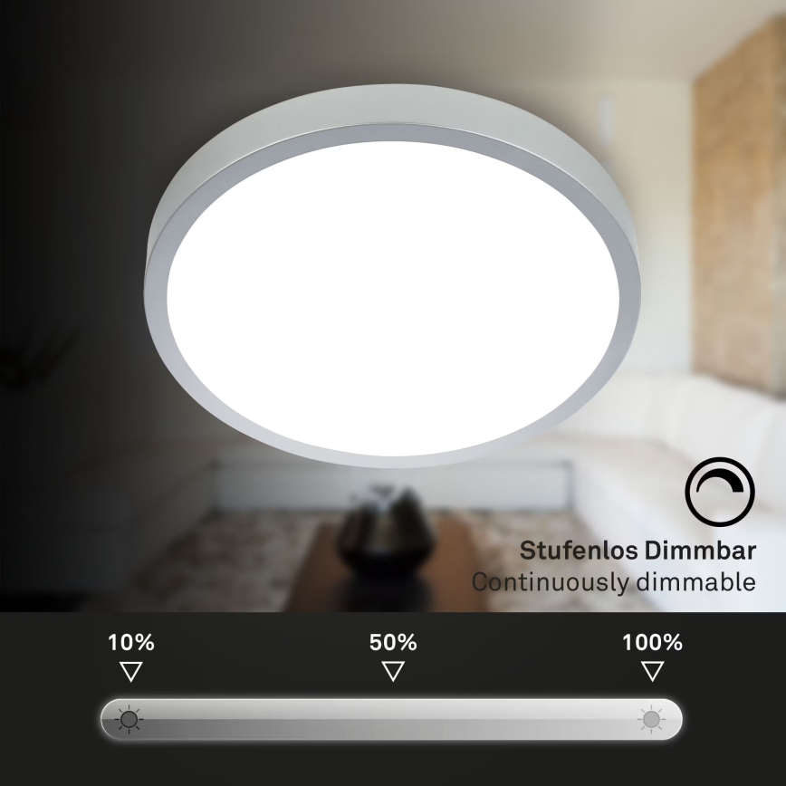 Briloner 3709-014 - LED RGBW Himmennettävä kattovalo LED/22W/230V 4000K halkaisija 38 cm hopea + kauko-ohjaus