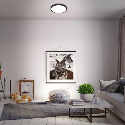 Briloner 3709-015 - LED RGBW Himmennettävä kattovalo LED/22W/230V 4000K halkaisija 38 cm musta + kauko-ohjaus