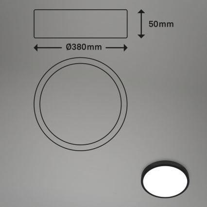 Briloner 3709-015 - LED RGBW Himmennettävä kattovalo LED/22W/230V 4000K halkaisija 38 cm musta + kauko-ohjaus