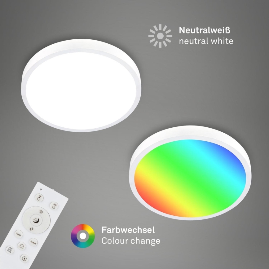 Briloner 3709-016 - LED RGBW Himmennettävä kattovalo LED/22W/230V 4000K halkaisija 38 cm valkoinen + kauko-ohjaus