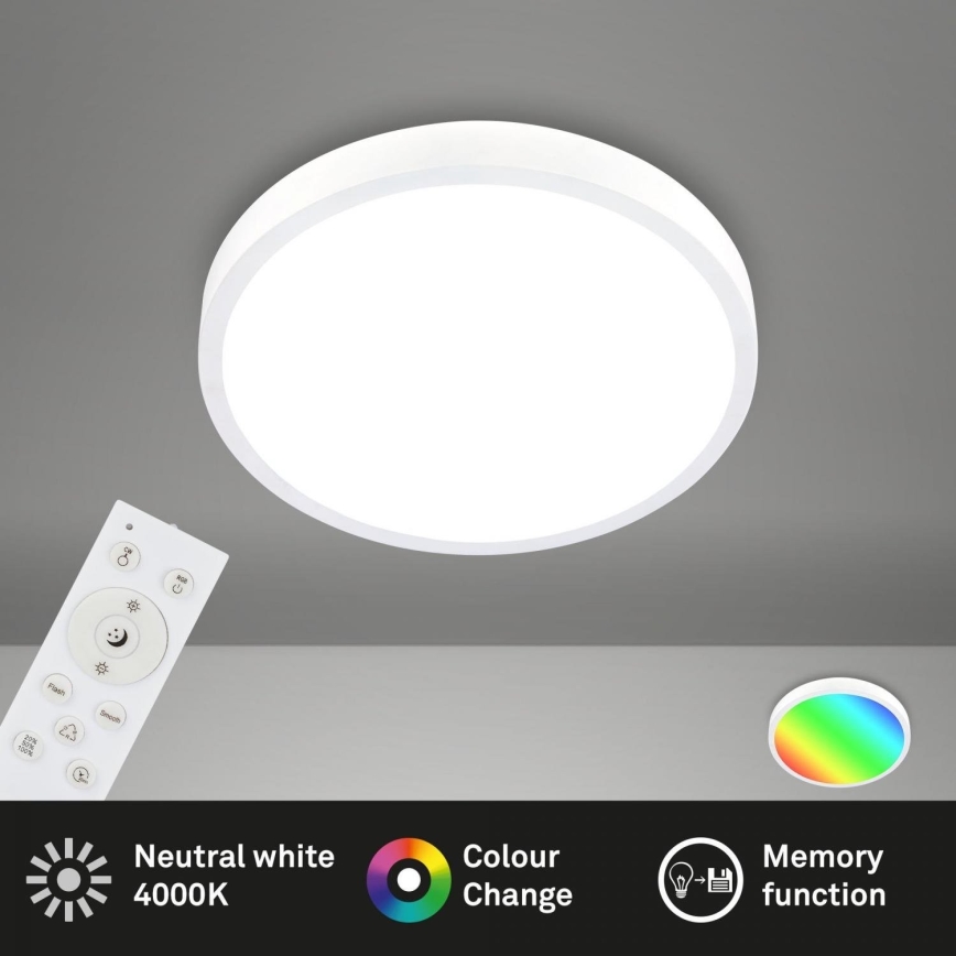 Briloner 3709-016 - LED RGBW Himmennettävä kattovalo LED/22W/230V 4000K halkaisija 38 cm valkoinen + kauko-ohjaus