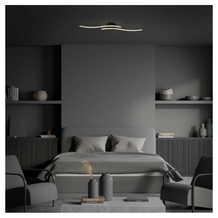 Briloner 3718-025 - Kiinteä LED-kattokruunu REY 2xLED/6W/230V musta