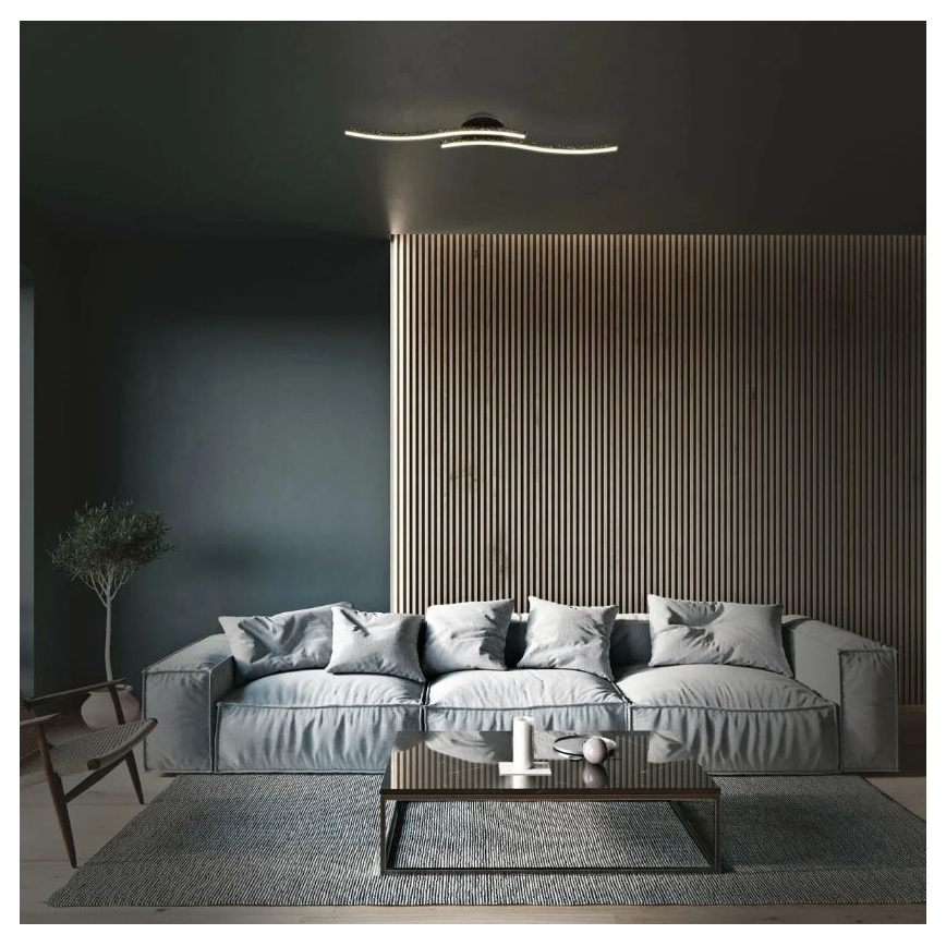 Briloner 3718-025 - Kiinteä LED-kattokruunu REY 2xLED/6W/230V musta